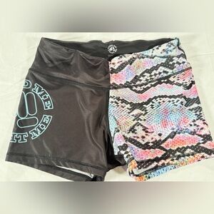 Feed Me Fight Me Two-Tone Black and Multicolor Athletic Shorts
